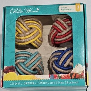 Woven Napkin Rings Set of 4 Box Pioneer Woman New Natural Materials